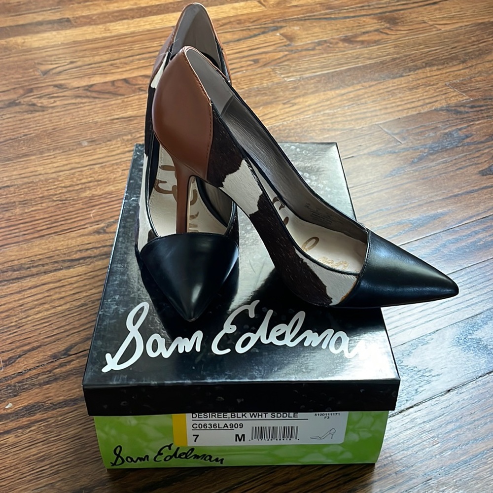 SOLD Sam Edelman, Desiree, Black-White-Saddle heel 7M